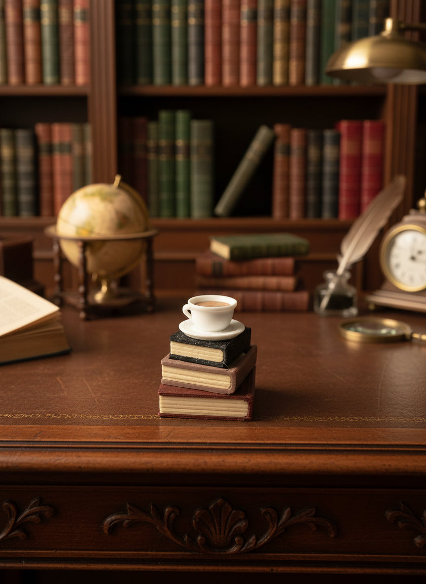 Classic Books with Coffee Keyring Clicker