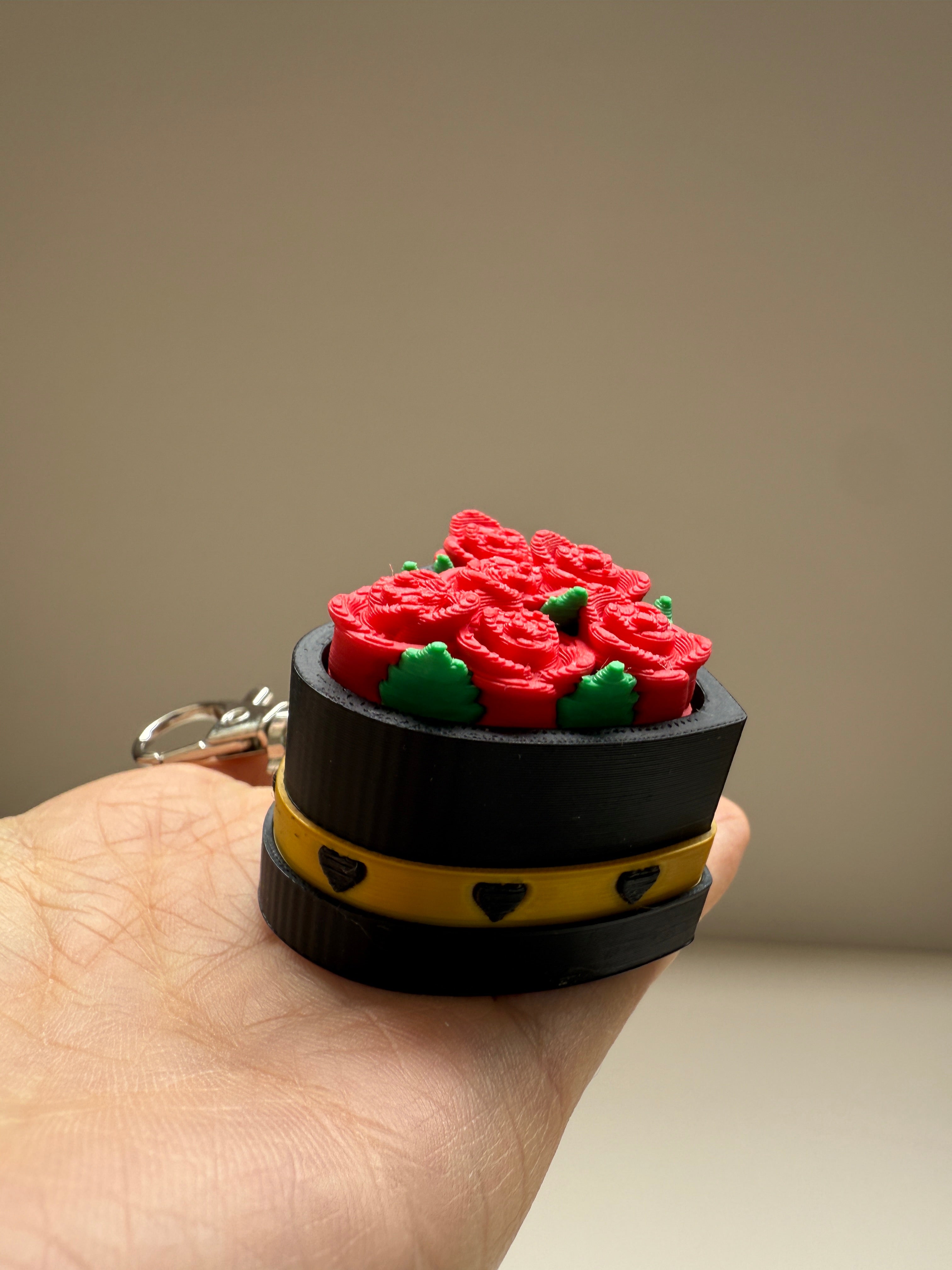 Heart Rose Bouquet Keyring Clicker