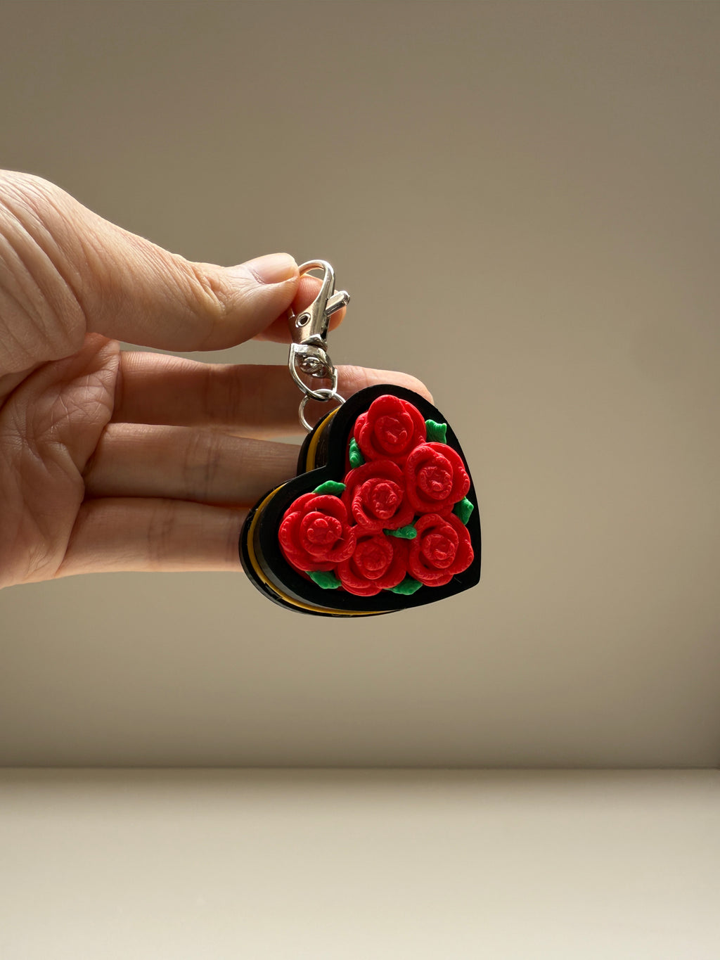Heart Rose Bouquet Keyring Clicker